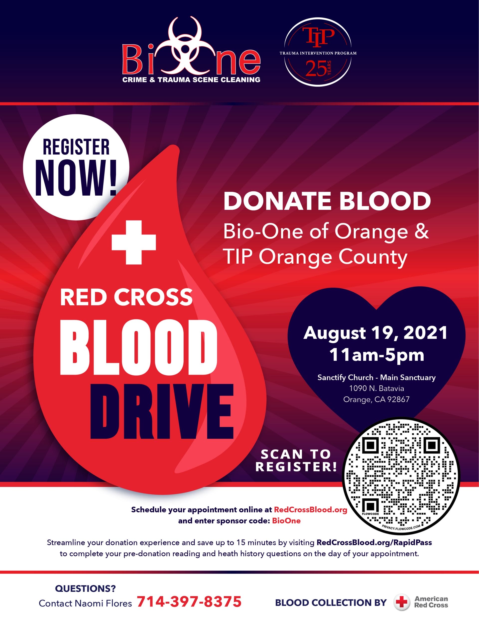 Blood Drive - On August 19, 2021 at Sanctify Church from 11am-5pm