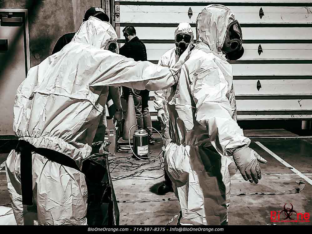 Technicians in disinfection process. Photo credit: Bio-One of Orange.