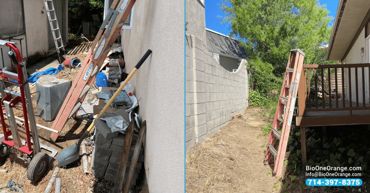 Hoarding cleanup before and after.